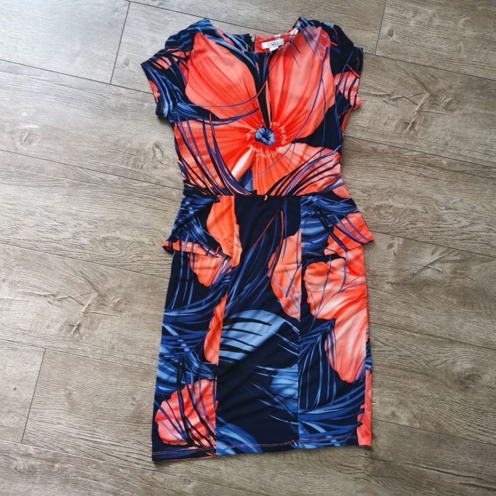 Cato floral peplum shift dress size 6